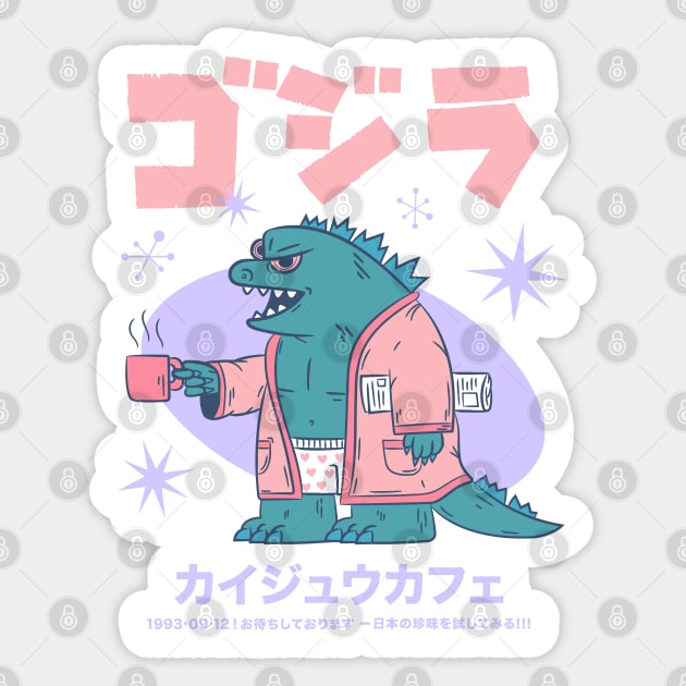 Godzilla Kaiju Cafe Sticker by guidogokraw
